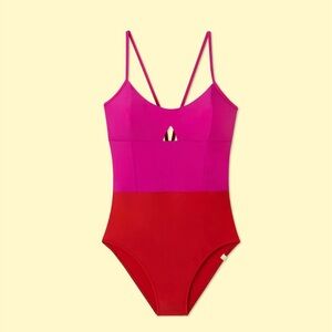 Summersalt The Swan Dive in Hibiscus and Lava swimsuit size 14